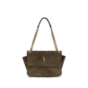 Bicolor Suede Leather Shoulder Bag