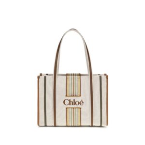 Beige Cotton Shoulder Bag