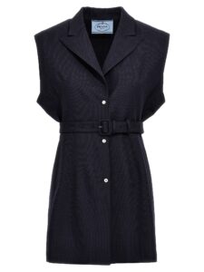 Blue Virgin Wool Sleeveless Jacket