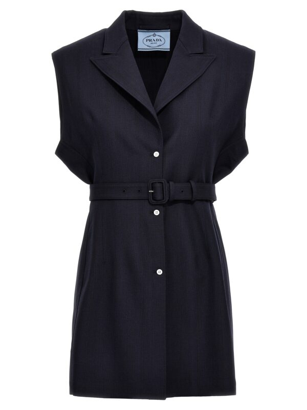 Blue Virgin Wool Sleeveless Jacket