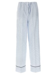 Blue Cotton Casual Pants