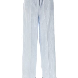Blue Cotton Casual Pants