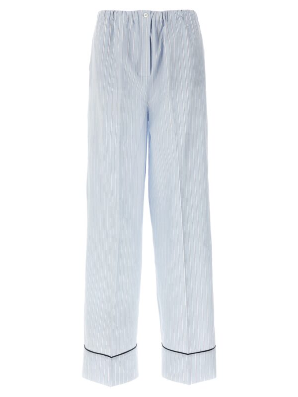 Blue Cotton Casual Pants