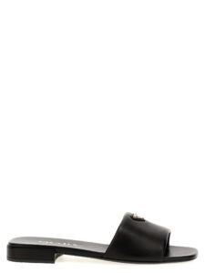 Black Lamb Leather Slides