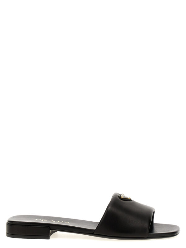 Black Lamb Leather Slides