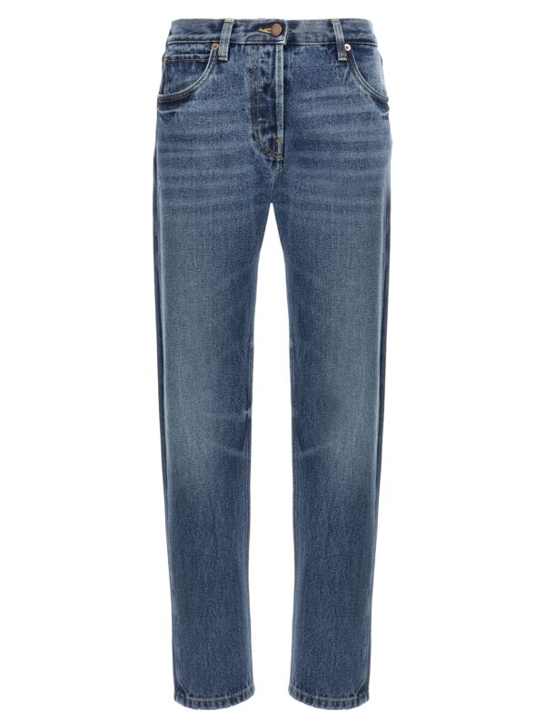 Blue Cotton Straight-Leg Jeans