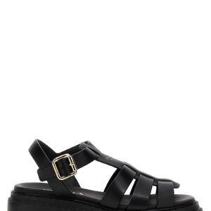 Black Calfskin Flat Sandals