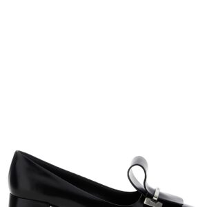 Black Calfskin Mid Heel Pumps
