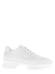 White Polyester Athletic Sneakers