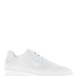 White Polyester Athletic Sneakers