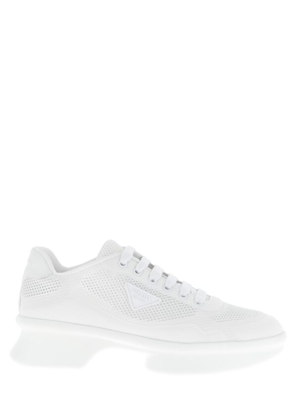 White Polyester Athletic Sneakers