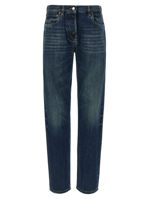 Blue Cotton Straight-Leg Jeans