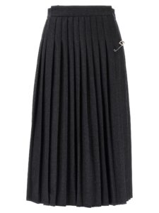 Gray Virgin Wool Midi Skirt