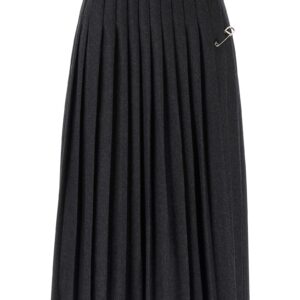 Gray Virgin Wool Midi Skirt