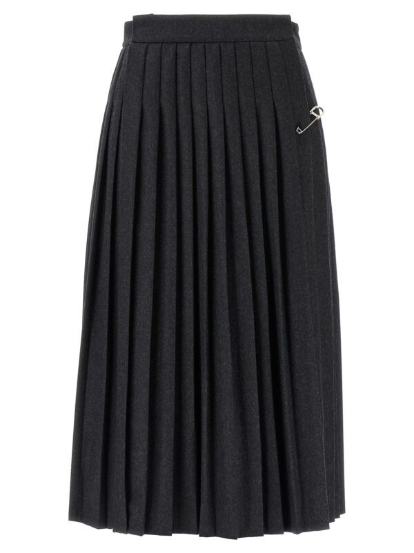 Gray Virgin Wool Midi Skirt