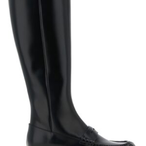 Black Calfskin Over The Knee