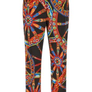 Multicolor Cotton Casual Pants