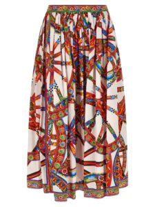 Multicolor Cotton Midi Skirt