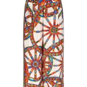 Multicolor Silk Casual Pants