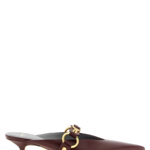 Bordeaux Calfskin Mid Heel Pumps