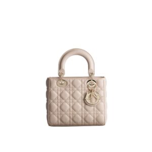 Beige Lamb Leather Shoulder Bag