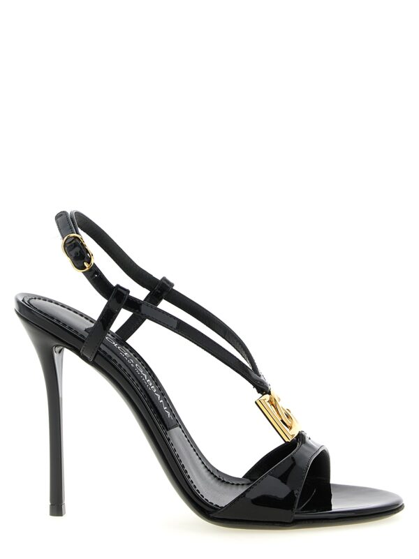 Black Calfskin Stiletto Heel Sandals