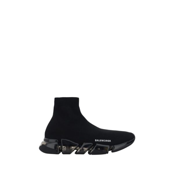 Black Polyester Athletic Sneakers