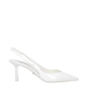 White Leather High Heel Pumps