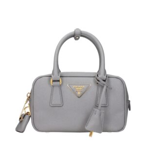Gray Leather Handbag