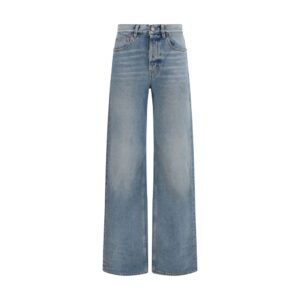 Blue Cotton High-Waisted Jean