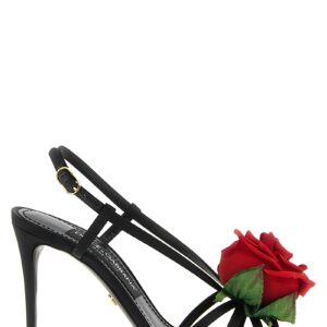 Black Viscose Stiletto Heel Sandals