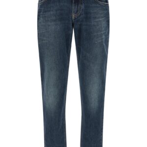 Blue Cotton Straight-Leg Jeans