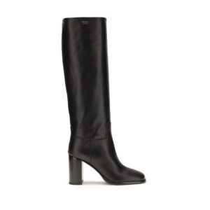 Black Calf Leather Bos Taurus High Heel Boots