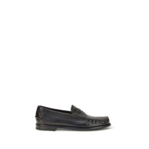 Black Calf Leather Bos Taurus Slip-On Loafers