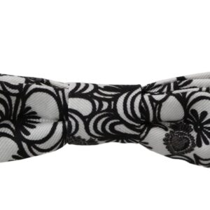 White Pattern Silk Adjustable Neck Papillon Tie