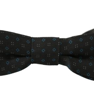 Men Gray Pattern Silk Adjustable Neck Papillon Bow Tie