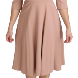 Pink 3/4 Sleeves A-line Viscose Dress