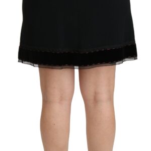 Black A-line High Waist Mini Viscose Skirt