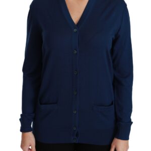 Blue Button Cardigan Virgin Wool Sweater