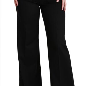 Black Wide Leg Flared Trouser Cashmere Pants
