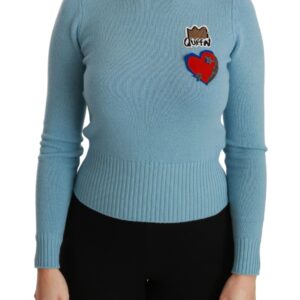 Blue Wool Queen Heart Pullover Sweater