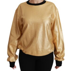 Gold Cotton Crewneck Pullover Sweater