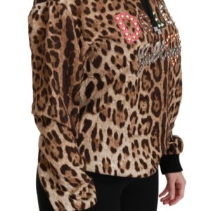Brown Hooded Studded Ayers Leopard Sweater