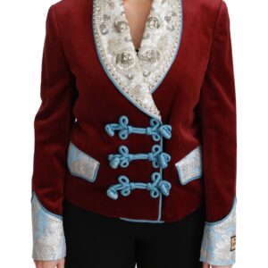 Red Velvet Baroque Crystal Blazer Jacket
