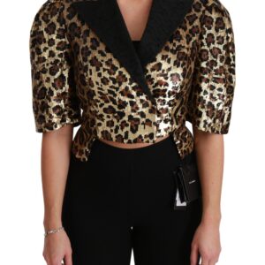 Blazer Gold Leopard Sequined Jacket