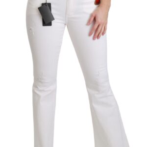 White Heart Flared Stretch Cotton Pants
