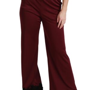 Black Lace High Waist Wide Leg Maroon  Pants