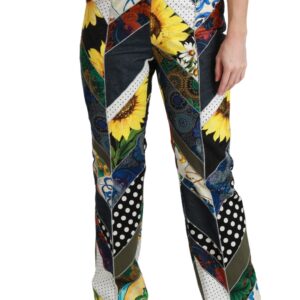 Multicolor Print High Waist Straight Pants