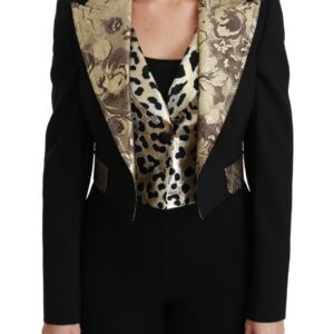 Black Jacquard Vest Blazer Coat Wool Jacket