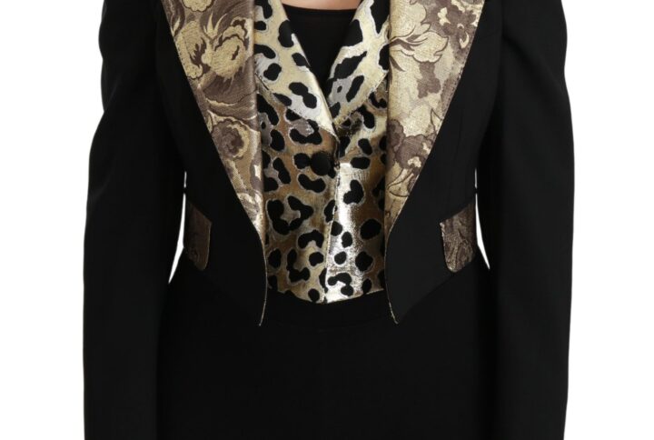 Black Jacquard Vest Blazer Coat Wool Jacket - Jag Couture London